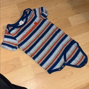 Carhartt Baby Onesie with Blue and Orange Stripes